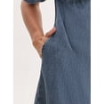 thumbnail image 5 of DARING DIVA Midi Denim Short Sleeve Button Down Tunic Jean Dress M Gray Blue, 5 of 7