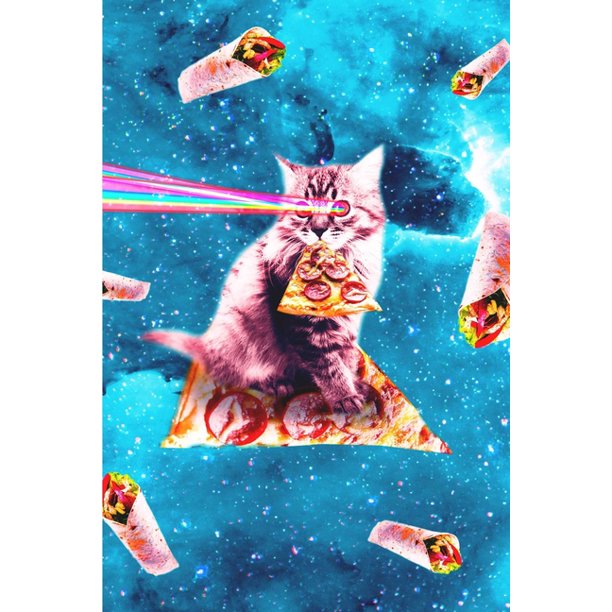 Space Cat Eating Pizza Rainbow Laser Eyes, Burrito Daily Weekly Planner