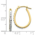 thumbnail image 3 of Real 14kt Yellow & Rhodium Diamond Fascination Oval Hinged Hoop Earrings; for Adults and Teens; for Women and Men, 3 of 3
