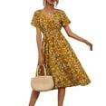 thumbnail image 2 of Txlixc Vestido de Verano para Mujer, Estampado Floral Cuello en V Manga Corta Falda Casual de Cintura Delgada para Damas, 9 Colores Txlixc  Estilo de ocio, 2 of 7