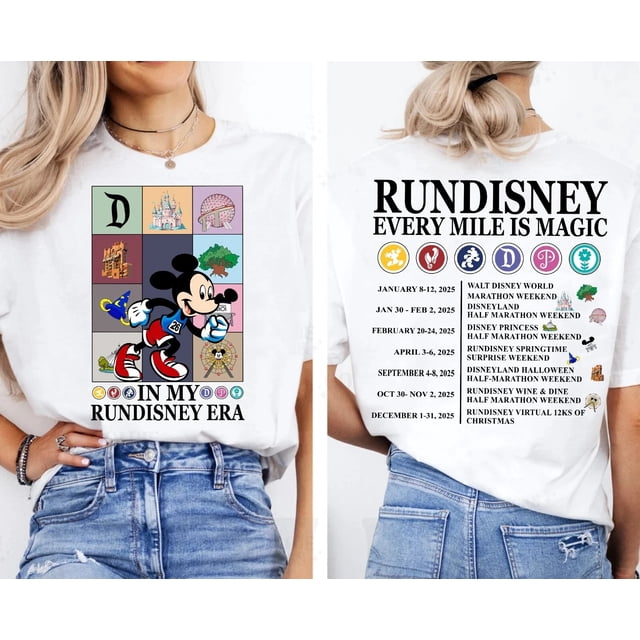 Mickey Mouse dans Mon Ère Rundisney Chaque Mile Est Magique T-Shirt Graphique Toutes Tailles P-5TG