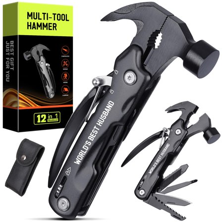 12-in-1 Multitool Hammer Safety Lock Screwdriver Bits Set and Nylon Sheath Multi Tool for Outdoor Camping Ideal Gifts for Husbands Husbands Birthday Gift