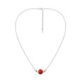 thumbnail image 6 of Modish Two Sided Round Red Coral and White Shell Sterling Silver Necklace, 6 of 7