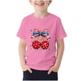 thumbnail image 6 of Kukoosong Kids Patriotic Print T-Shirt, Boys Girls American Flag Bow 4th of July Graphic Tee, Short Sleeve Casual Holiday Tops, 6 of 6