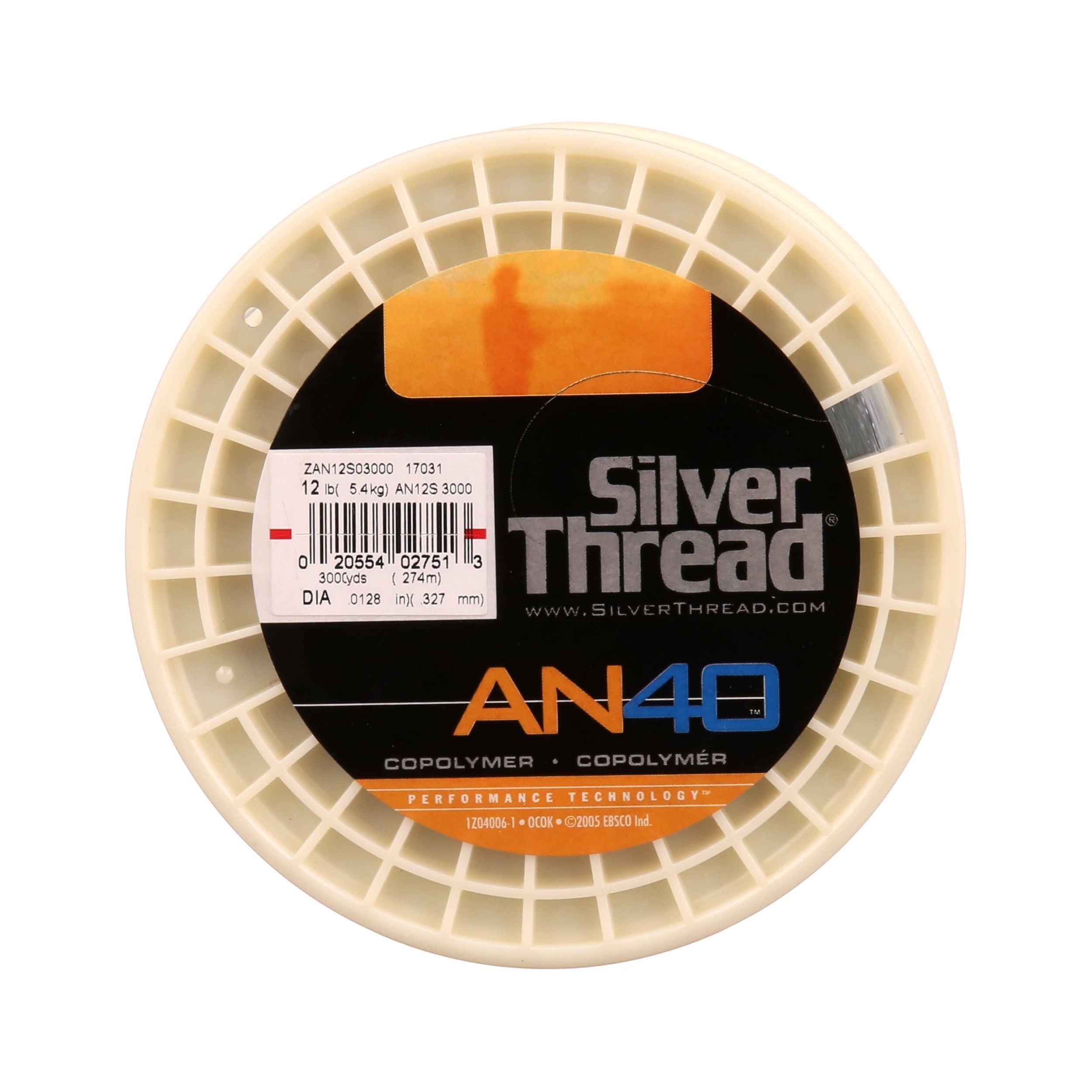 Silver Thread AN40 - Bulk Spool/Silver Copolymer Fishing Line, 14 lb 