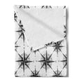 thumbnail image 2 of Compass Soft Flannel Fleece Throw Blanket, Black and White Sketch Style Windrose Discovering New Places Nautical Elements, Cozy Plush for Indoor and Outdoor Use, 60" x 80", Black White, by Ambesonne, 2 of 5