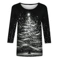 thumbnail image 5 of Christmas Shirts for Women 2025 Sparkly Christmas Tree Shirt Womens 3/4 Sleeve Tops and Blouses Casual Round Neck T-Shirt Dressy Fashion Tops, 5 of 5