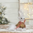 thumbnail image 5 of Christmas Deer Ornament with Bow Bells, White Plastic Reindeer Decor for Window Sill and Bookshelf, Festive Holiday Home Accent Piece(A), 5 of 6