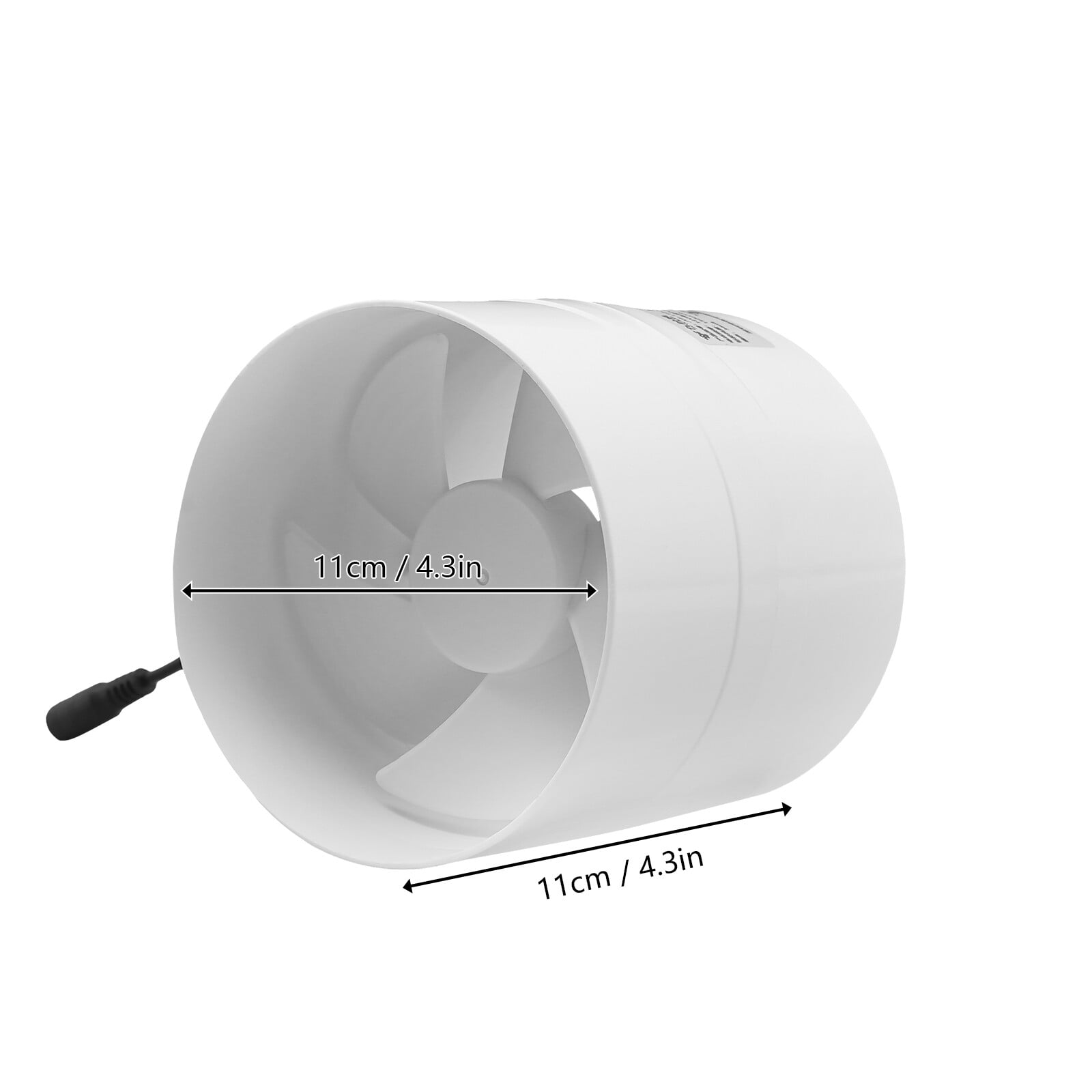 ToppiJoy 12V Inline Duct Fan Exhaust Blower for Indoor Waterproof Air Ventilation Booster Air Cooling Vent Fan for Kitchen Bathroom Garage White (110mm)