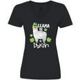 thumbnail image 3 of Inktastic St. Patrick's Day Llama Be Irish with Green Shamrocks Women's V-Neck T-Shirt, 3 of 5