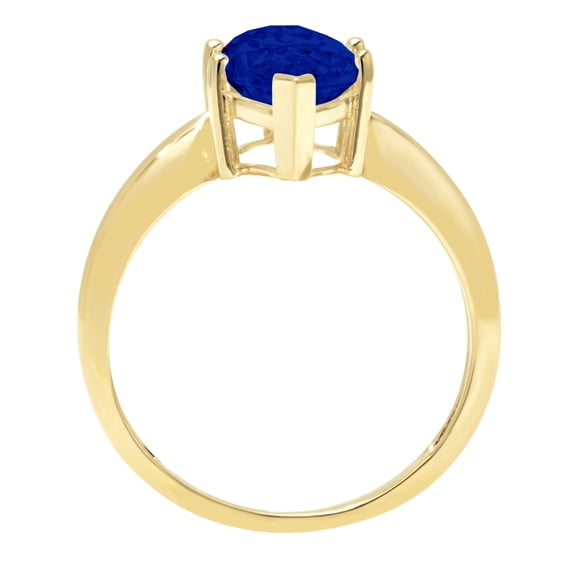2.5 ct Marquise Cut Simulated Blue Sapphire Solitaire Engagement Ring for Women in 18K Yellow Gold