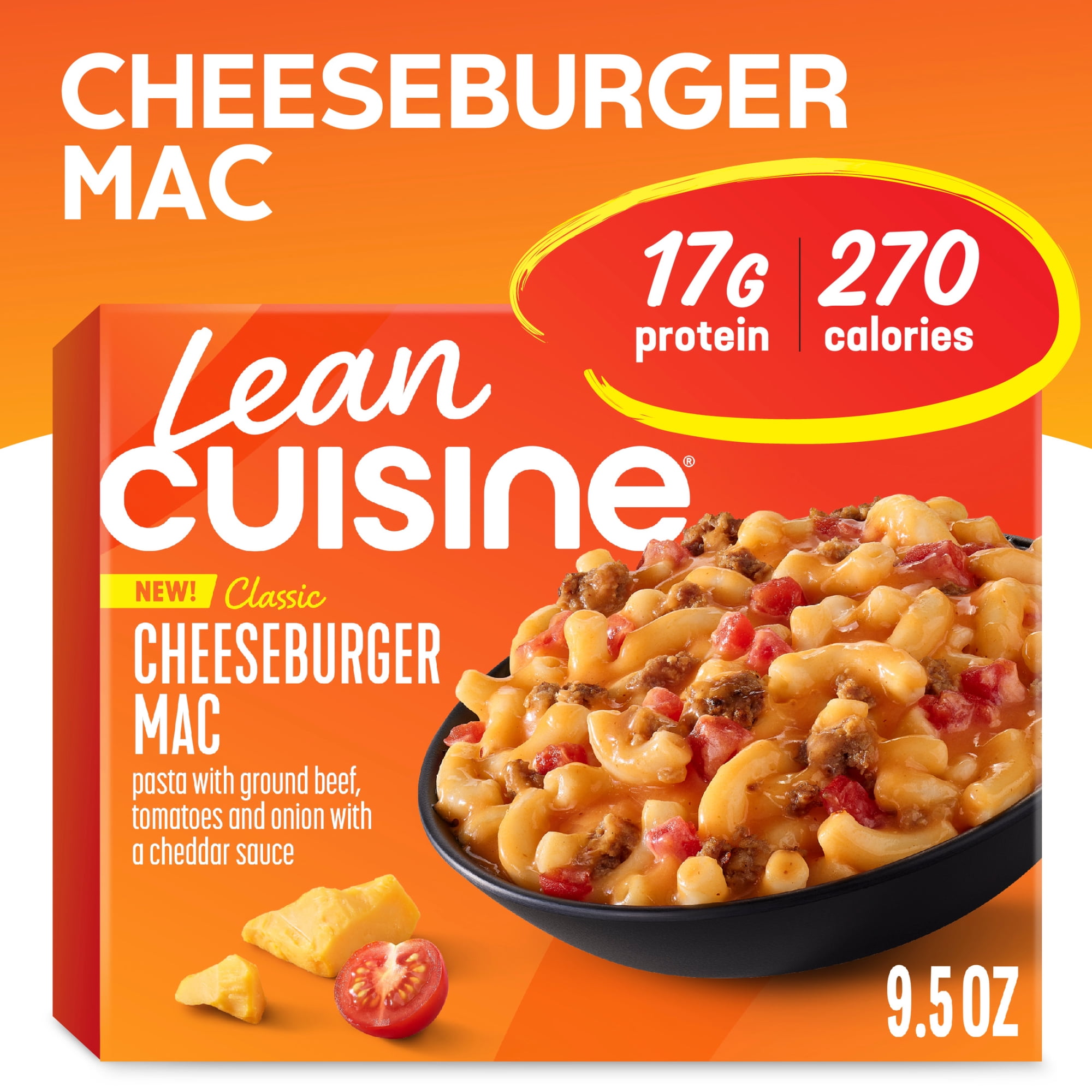Lean Cuisine Cheeseburger Mac, Frozen Mac and Cheese, Frozen Individual Meals 9.5 oz