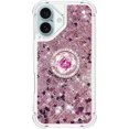 thumbnail image 7 of Liquid Quicksand Case for iPhone 16 Plus 6.7" with Diamond Kickstand, Soft TPU Luxury Fun Glitter Sparkle Flowing Clear Bling Cover Case for Apple iPhone 16 Plus. -Pink, 7 of 7