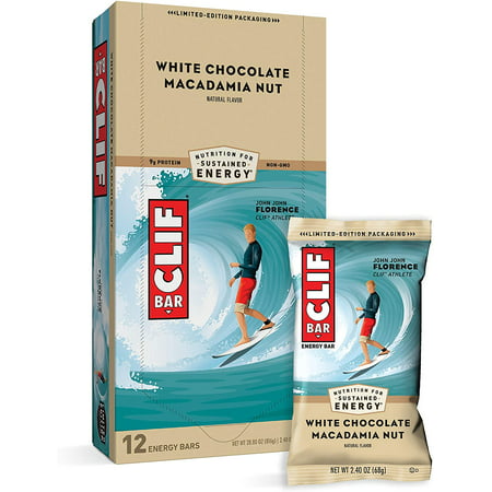 CLIF BARS - Energy Bars - White Chocolate Macadamia Nut Flavor - Made with Organic Oats - Plant Based Food - Vegetarian - Kosher (2.4 Ounce Protein Bars 12 Count) Packaging May Vary