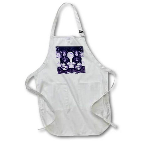 

3dRose A set of twin fairies done in purple asking if you believe in magic Full Length Apron 22 by 30-inch White With Pockets