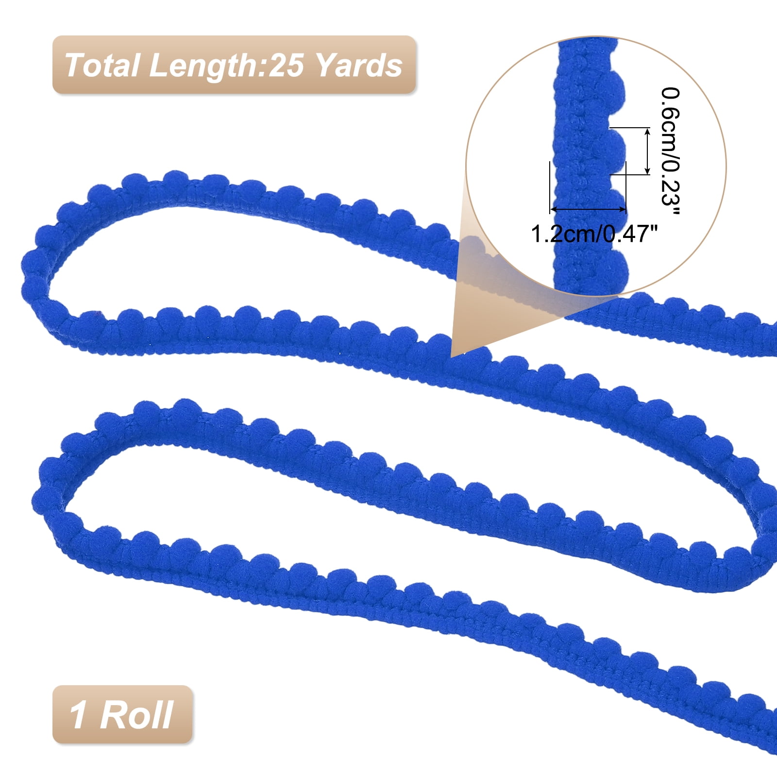 Unique Bargains Pom Trim Ribbon with Ball Fringe for DIY Craft Bright Blue