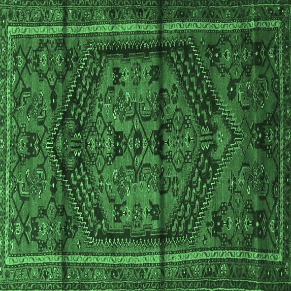 Ahgly Company Indoor Square Persian Emerald Green Traditional Area Rugs, 6' Square