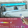 thumbnail image 4 of King Size Platform Bed Frame With Storage, Led Illuminated Headboard, Charging Point, Quiet Assembly, Cement Gray Frame, Storage Headboard Led, Station, Noiseless Build,, 4 of 5