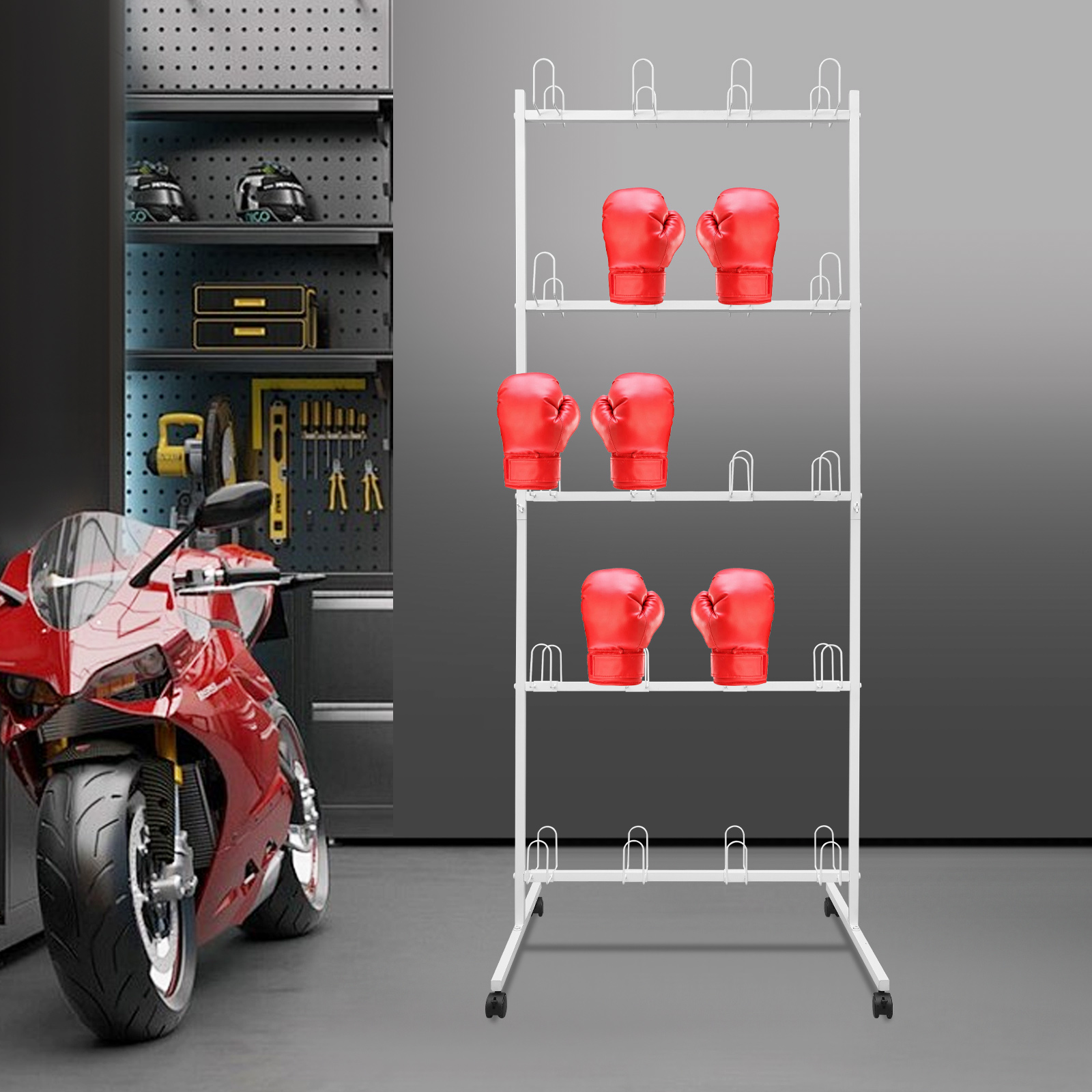 5-Tier Boxing Gloves Drying Rack Boxing Glove Storage Stand with Universal Wheels for For Boxing Gyms, Homes