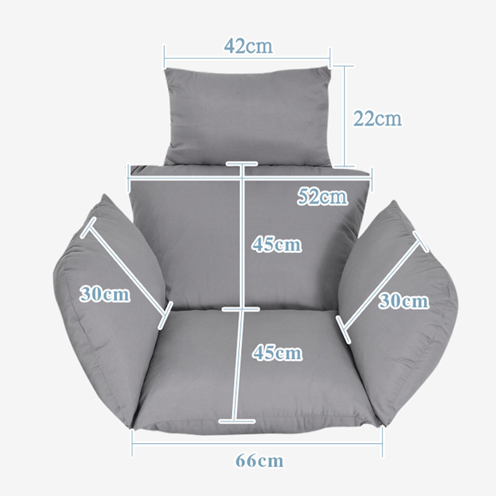 Eurhowing Hanging Egg Chair Cushion with Headrest & Armrest, 4" Thick Waterproof Non-Slip Swing Chair Pad, Outdoor Cushions for Patio Furniture (Gray)