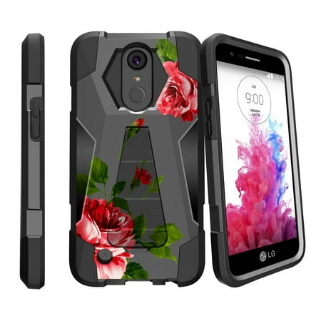 Case for LG K20 | K20 Plus | K10 2017 Version [ Shock Fusion ] Hybrid Layers and Kickstand Case Flower