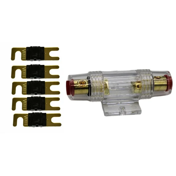 Imc Audio 180 Amp Mini Anl And 5 Fuses Fuse Holder 4 6 8 Gauge Car Audio Gold