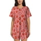 thumbnail image 1 of Balery Red Strawberry Conjunto de Pijama para Mujer con Estampado, Dos Piezas de Manga Corta y Shorts, Ropa de Dormir Suave con Cuello Redondo y Bolsillos-Small, 1 of 6