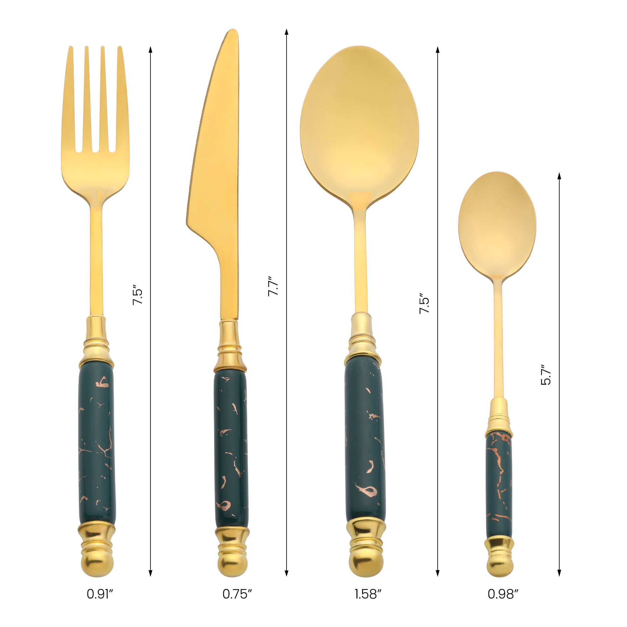 Unique Bargains 4Pcs Stainless Steel Flatware Set For 1 Green