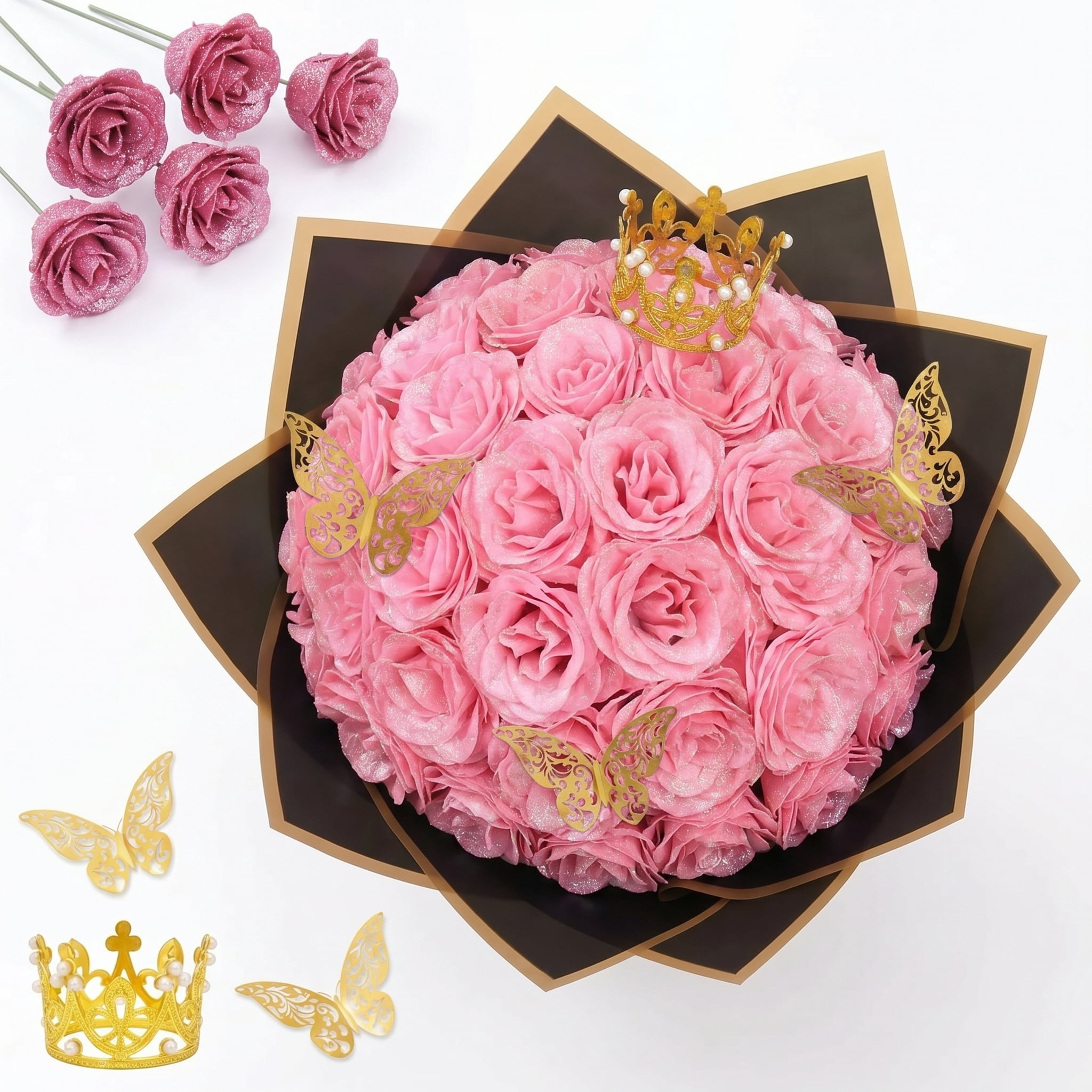 Sinvitron Gold Dipped Rose Real 24K Gold Rose, Long Stem Hand