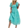 thumbnail image 2 of Gspmoly Robes pour Femmes, Robe à Épaules Dénudées à Manches Courtes Plissée à Taille Haute pour Femmes, Robes de Soirée pour Femmes Offres du Jour, 2 of 9