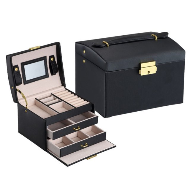 Jewelry Organizer Portable Pure Color Large Capacity Necklace Case Earrings Case