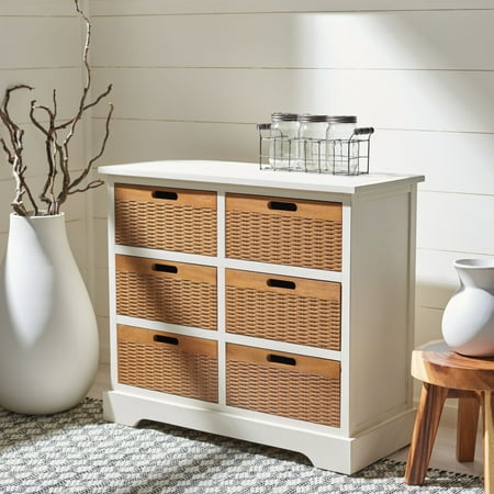 UPC: 0195058011181 | SAFAVIEH Landers 6-Drawer Storage Unit Distressed White