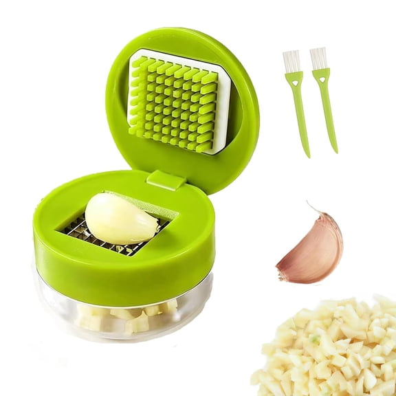 Garlic Chopper with Container, Mini Garlic Chopper, Garlic Crusher, Manual Garlic Mincer