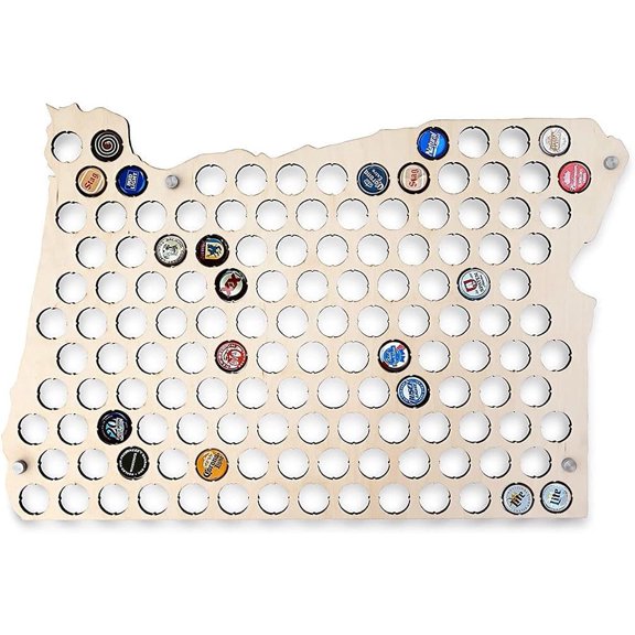 TORCHED Beer Cap Map Oregon | United States Beer Cap Holder | Wall Decor Cap Catcher | Tan