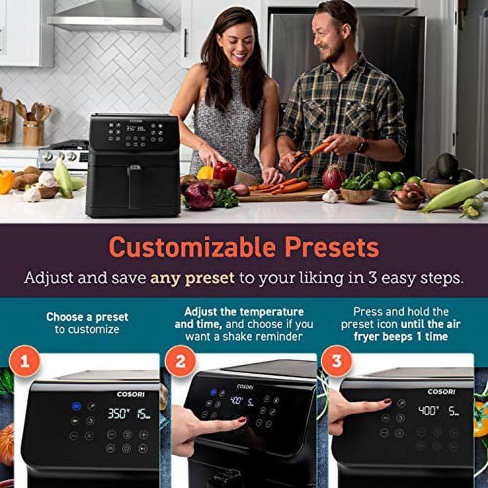 COSORI 12-in-1 Air Fryer with Cookbook(100 Recipes) XL 5.8QT 1700-Watt Air Fryer Oven (Black)-New, 12.65 in
