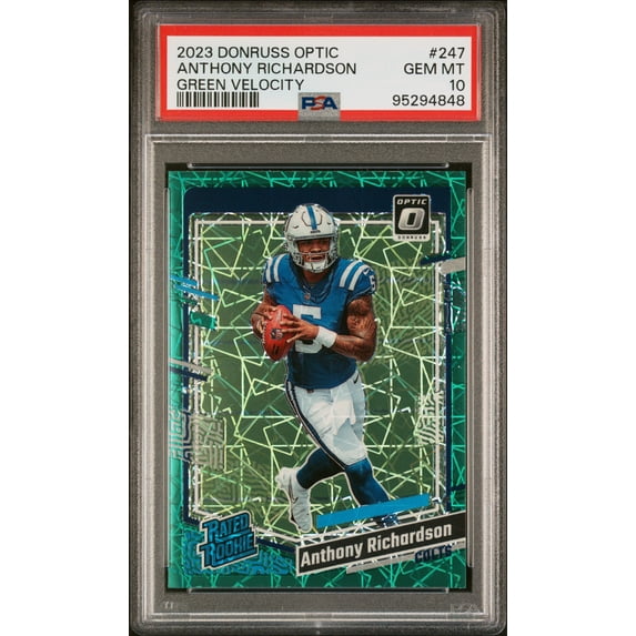 2023 Panini Donruss Optic Anthony Richardson #247 Green Velocity PSA 10