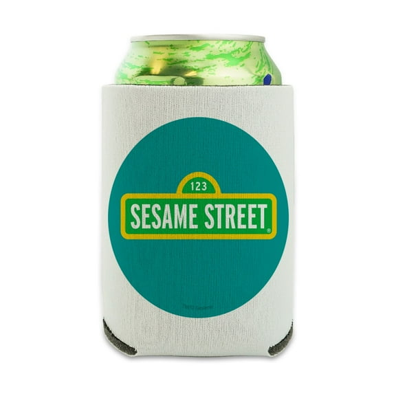 Sesame Street Logo Can Cooler - Drink Sleeve Hugger Collapsible Insulator - Beverage Insulated Holder