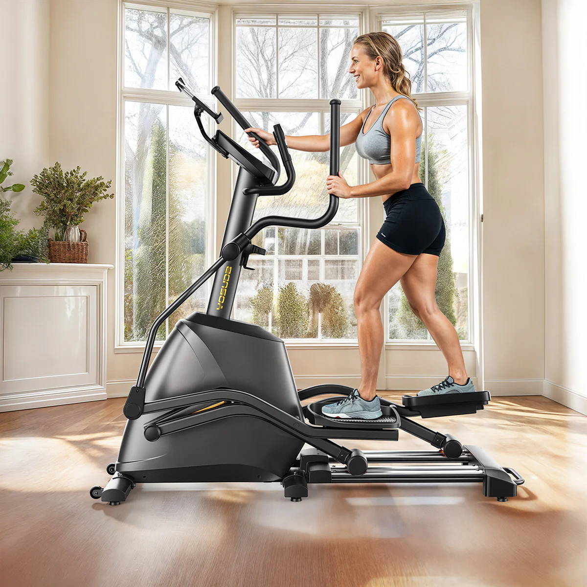 YOSUDA Dolphin Electromagnetic Elliptical Machine - Low-Impact Cardio Trainer with 32 Resistance Levels, LCD Monitor, and Silent Smooth Motion for Home Gym