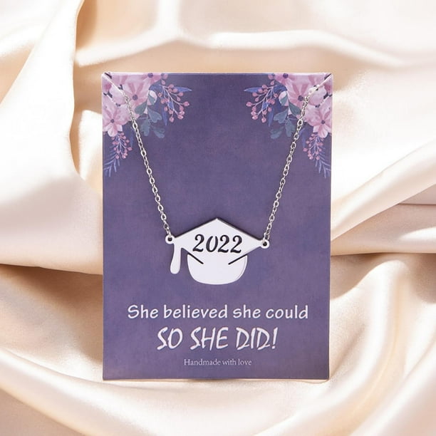 XWSHYW Collares Colgantes 2022 Regalos de Graduación Collar Colgante, Collar de Damas Memorial Colgante Regalo de Joyería, Collar de Graduación Universitaria Regalos de Amistad para Ella