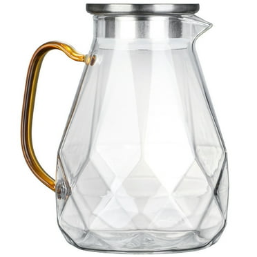 Glass Cold Water Jug Pitcher with Lid 1 Gallon Drinks Dispenser Ice Tea for Fridge