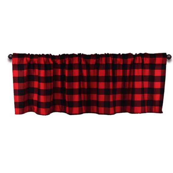 Red And Black Buffalo Check Tier Curtains For Kitchen, Heavy Duty Buffalo Plaid Gingham Short Cafe Curtains Kitchen Curtains Bathroom Window Curtain