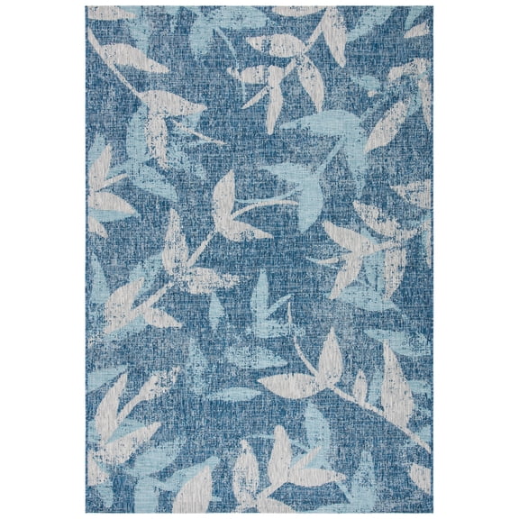 SAFAVIEH Courtyard Colton Floral Indoor/Outdoor Area Rug, 5'3" x 7'7", Navy/Blue