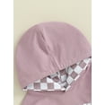 thumbnail image 6 of Bslissey Baby Girls Hooded Romper 3M 6M 12M 18M Long Sleeve Letter Print Checkerboard Patchwork Hoodies Bodysuit Newborn Infant Spring Fall Casual Daily Clothes, 6 of 9