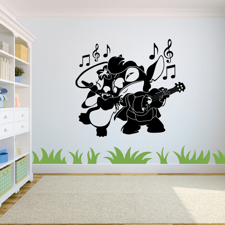 Angel And Stitch Music Notes Lilo And Stitch Disney Movie Character Angel  Stitch Experiment 624 Bedroom Wall Decal Quotes Sticker Kids Adults Girls  Boys Room Bedroom Wall Decoration Size (8x10 inch) 