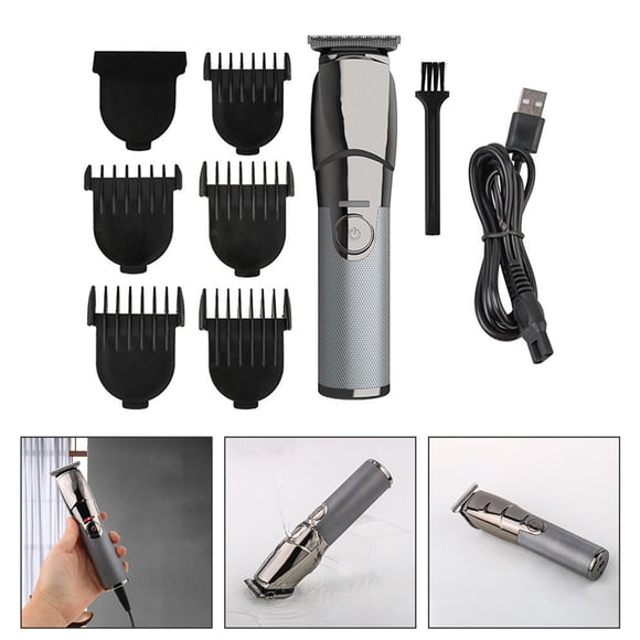 OULII 1Set Professional Salon Hair Clippers Silver USB Rechargeable Electric Haircut Kit for Easy Styling