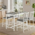 thumbnail image 4 of UHOMEPRO Bar Table Set for 4, Modern Counter Height Dining Set, Rectangle Dining Room Table with 4 PU Leather Chairs, Compact Kitchen Table Set for Home Breakfast Nook, Gray, 4 of 8