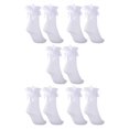 thumbnail image 3 of relayinert White Lightweight Women Lace Socks With Bow For Chic Look Stretchy Opaque Ruffle Lace Socks 5Set, 3 of 6