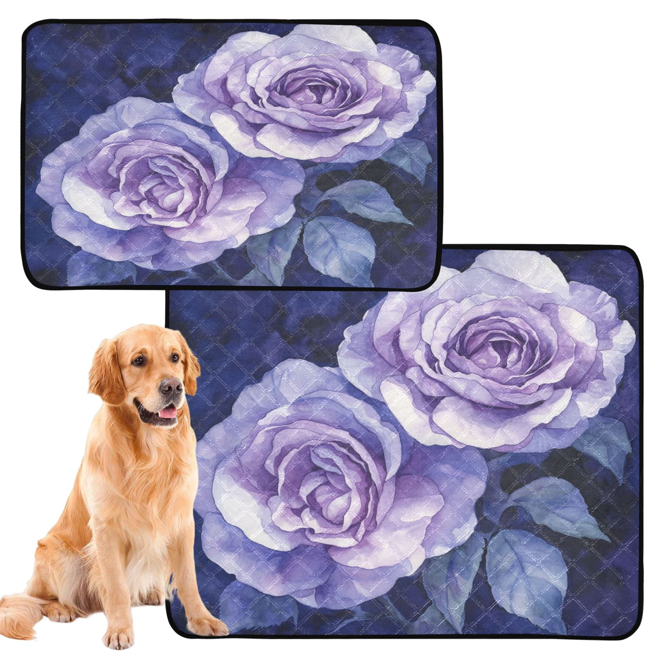 Qxltty Lilac Rose Cat litter Pads Pet Set of 3 Diaper Mats Center Anti-leakage Layer Absorbent Soft and Comfortable