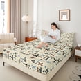 thumbnail image 3 of Homewish Beige Dog Paw Bone Queen Sheets,Vintage Pet Themed Queen Sheet Sets,4-Piece,1 Flat Sheet, 1 Fitted Sheet and 2 Pillowcases, 3 of 6