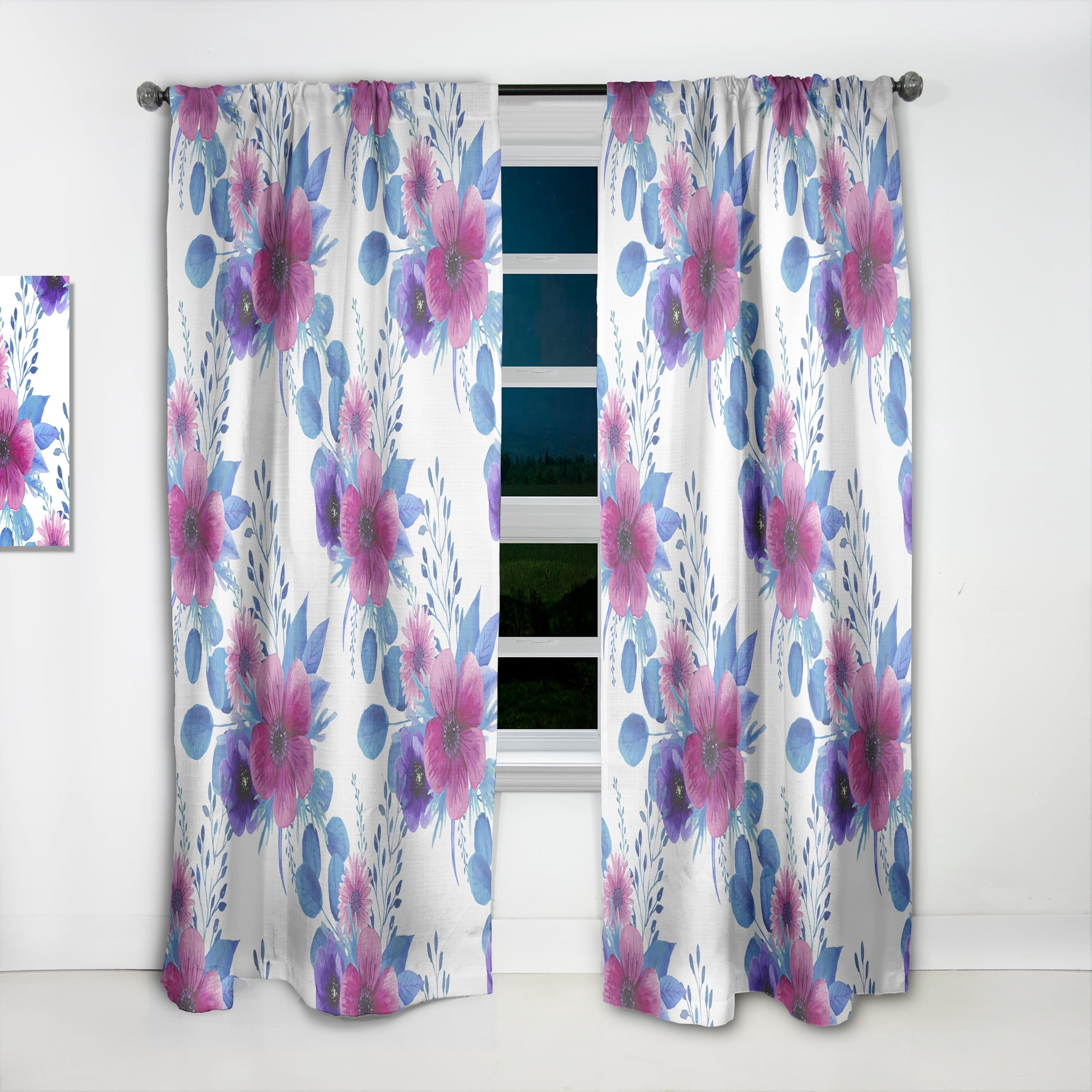 Designart 'Blossom Pink XLV' Traditional Curtain Panel